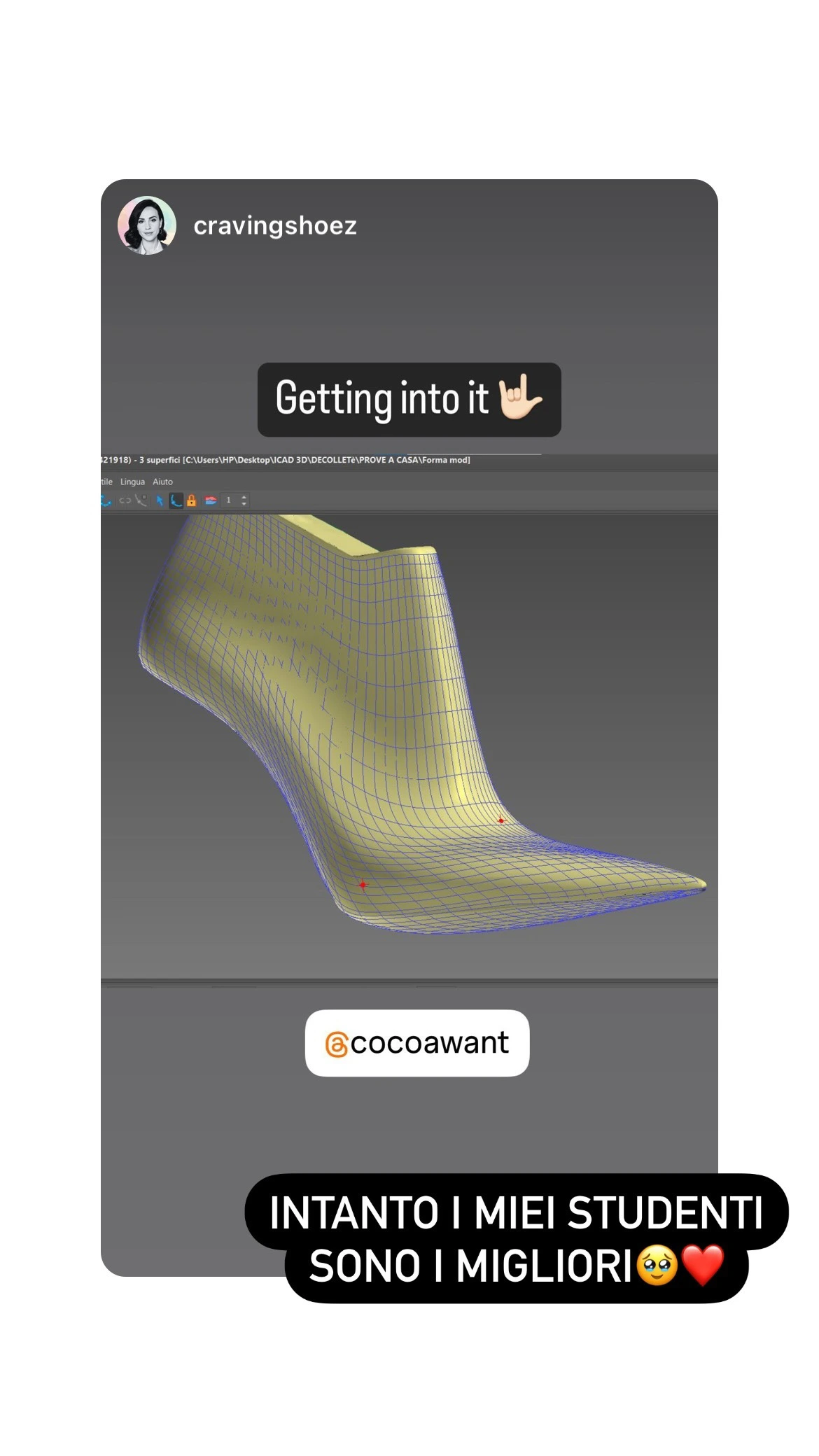 Messaggi WhatsApp dal gruppo del corso Icad3D+